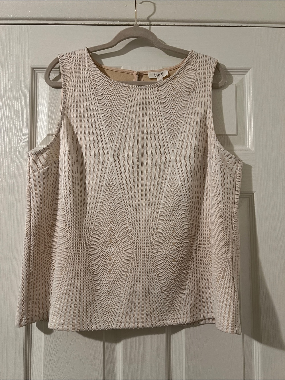ODDÍ Plus Size Geometric Lace Tank Top NWT Cream 1XL